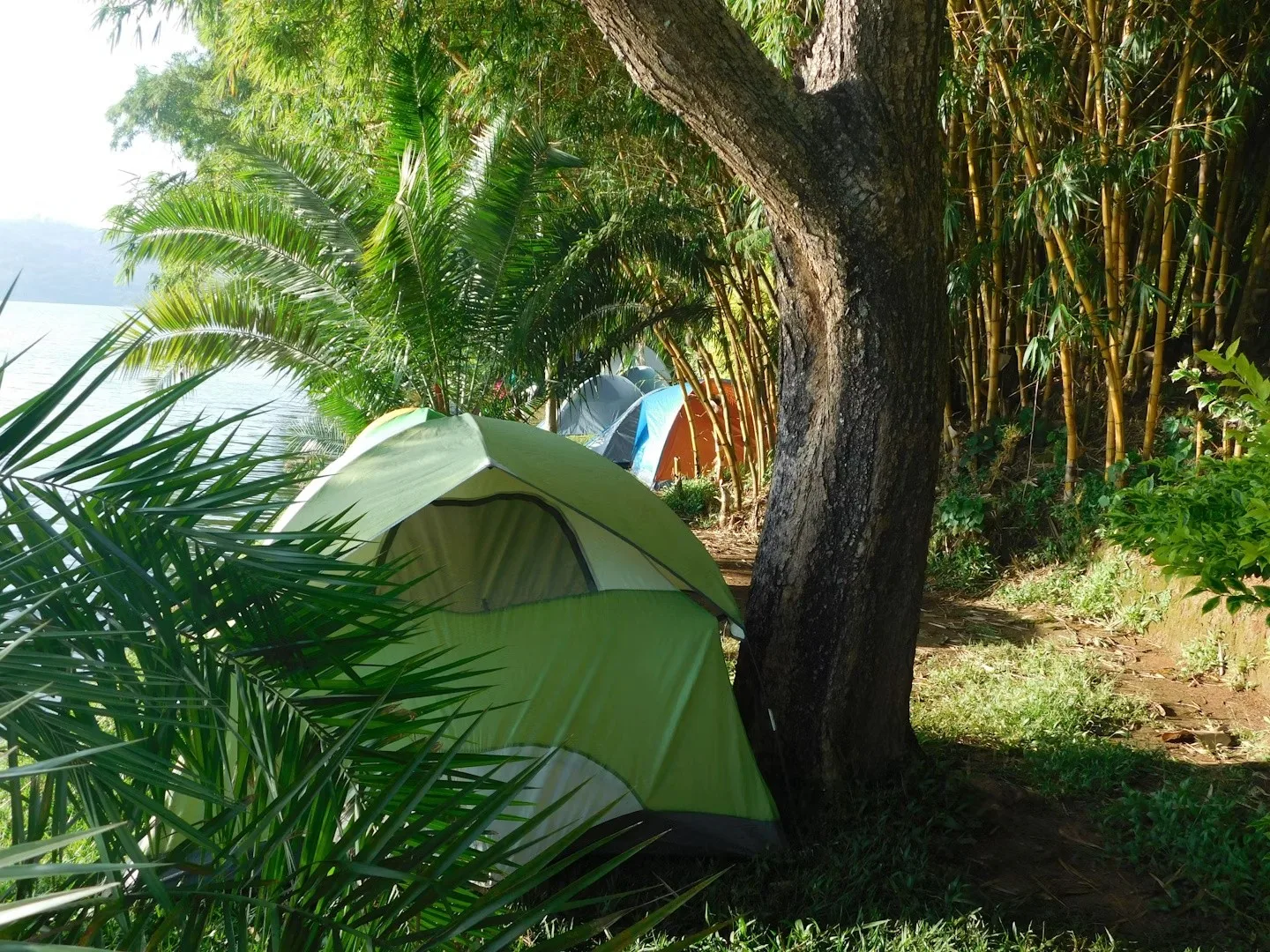 Camping gear including tent and inflatable mattress