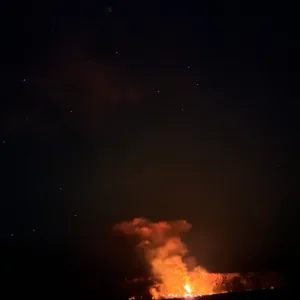 Trail leading through volcanic landscape at Hawaii Volcanoes Park